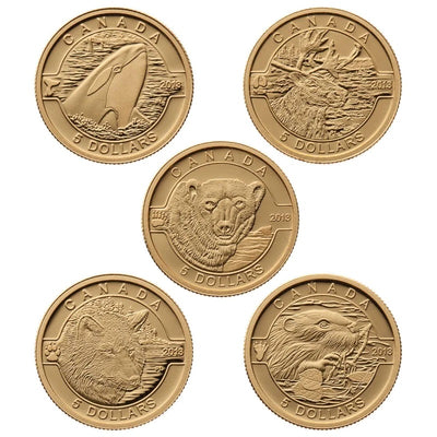 Pure Gold 5 Coin Set - O Canada: Wildlife Reverse