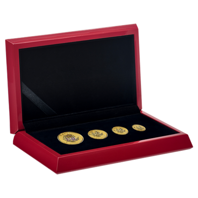 Pure Gold 4 Coin Set with Colour - An Historic Reign Packaging