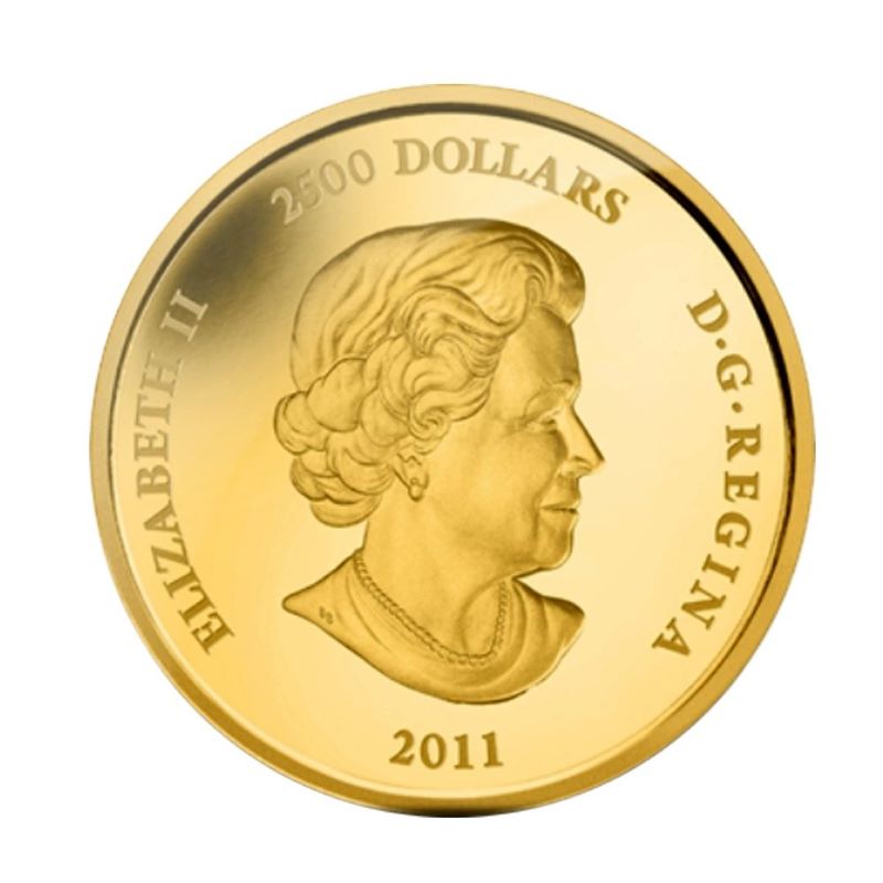 Pure Gold Ultra High Relief Coin - 375th Anniversary of the First European Observation of Lacrosse Obverse