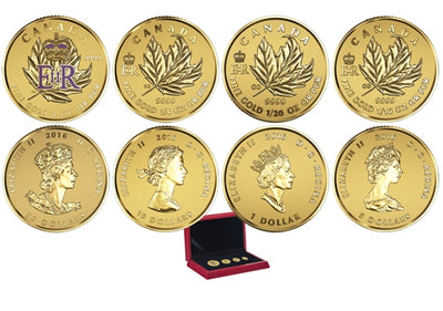 Pure Gold 4 Coin Set with Colour - An Historic Reign