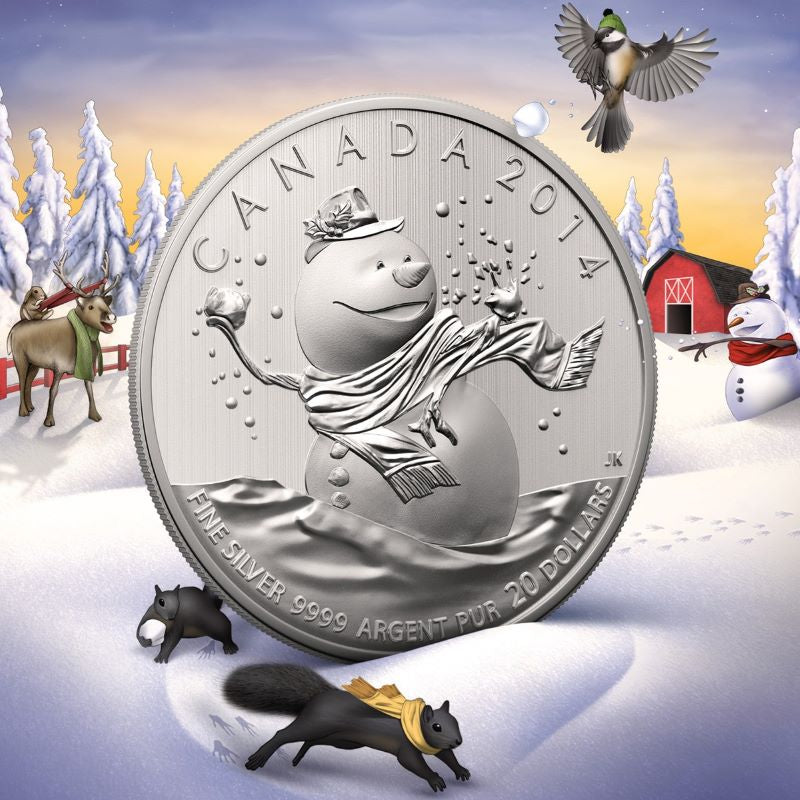 Fine Silver 20 Coin Set with Colour - 2011-2015 $20 for $20 Collector Set: Snowman Packaging