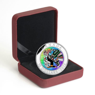 Fine Silver Hologram Coin with Colour - First Nations Art: Mother Feeding Baby Packaging