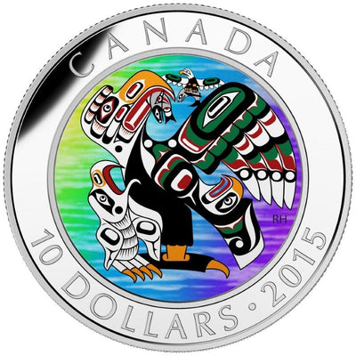 Fine Silver Hologram Coin with Colour - First Nations Art: Mother Feeding Baby Reverse