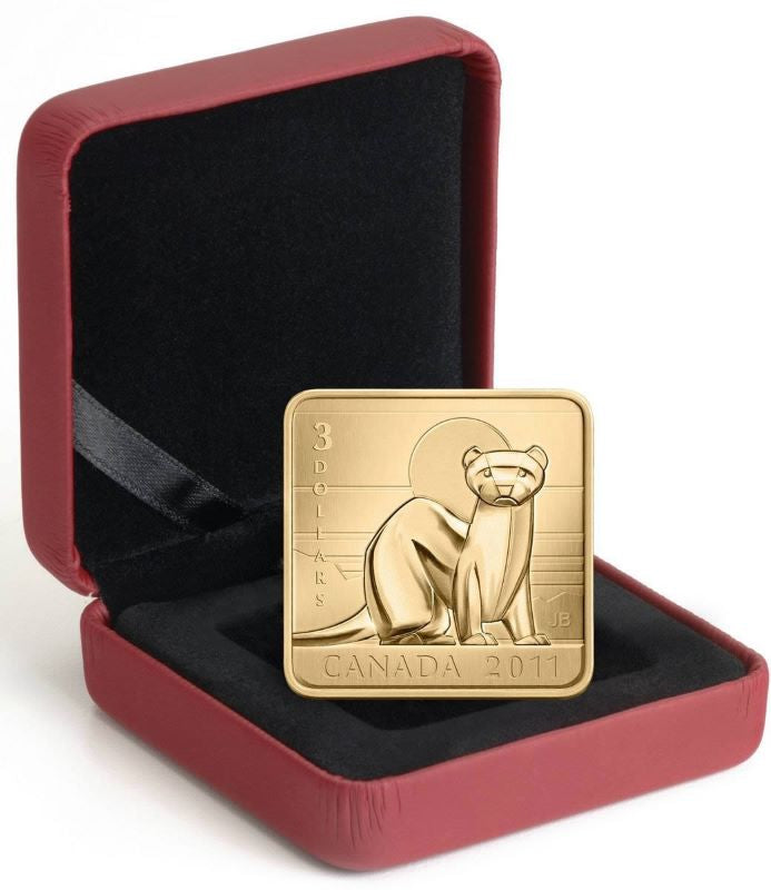 Sterling Silver Coin with Gold Plating - Black Footed Ferret Packaging