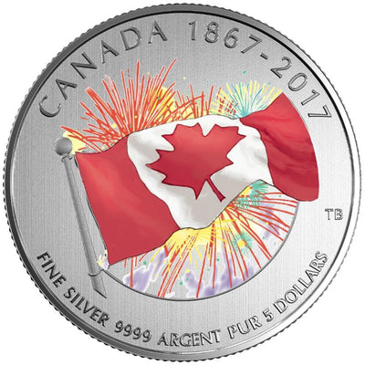 Fine Silver Glow In The Dark Coin with Colour - Proudly Canadian Reverse