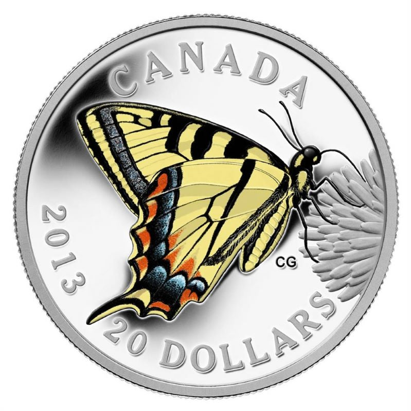 Fine Silver Coin with Colour - Butterflies of Canada: Canadian Tiger Swallowtail Reverse