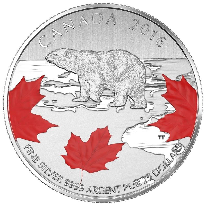 Fine Silver Coin with Colour - True North Reverse