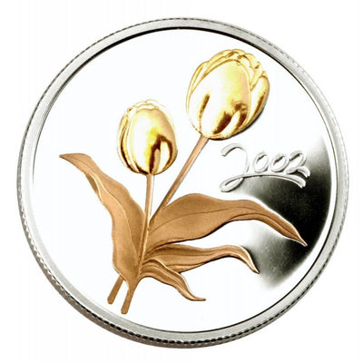 Sterling Silver Coin with Gold Plating - 50th Anniversary of the Canadian Tulip Festival Reverse