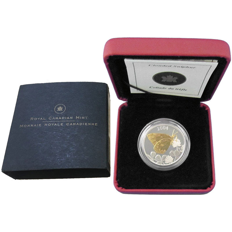 Sterling Silver Coin with Gold Plating - Clouded Sulphur Packaging