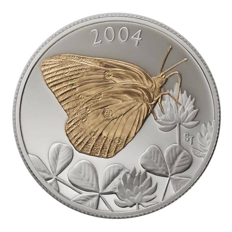 Sterling Silver Coin with Gold Plating - Clouded Sulphur Reverse