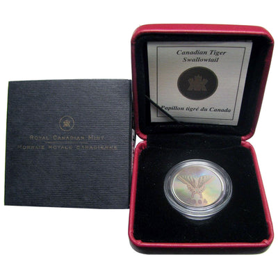 Sterling Silver Hologram Coin - Canadian Tiger Swallowtail Butterfly Packaging
