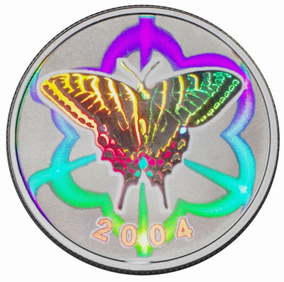 Sterling Silver Hologram Coin - Canadian Tiger Swallowtail Butterfly Reverse
