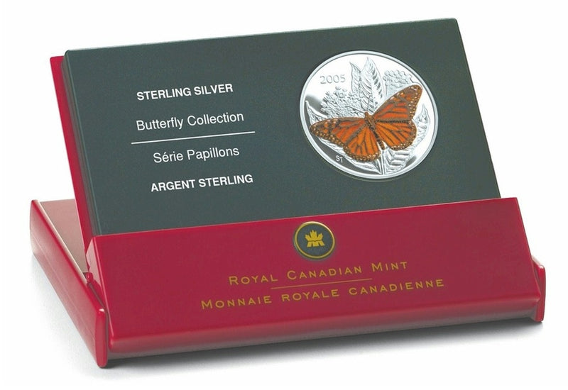 Sterling Silver Coin with Colour - Monarch Butterfly Packaging
