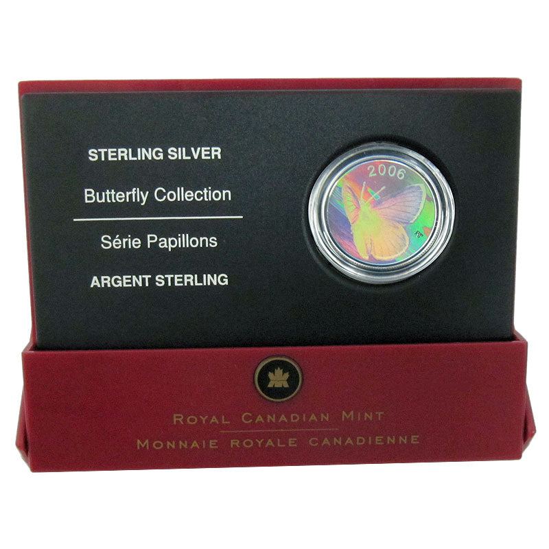 Sterling Silver Hologram Coin - Silvery Blue Butterfly Packaging