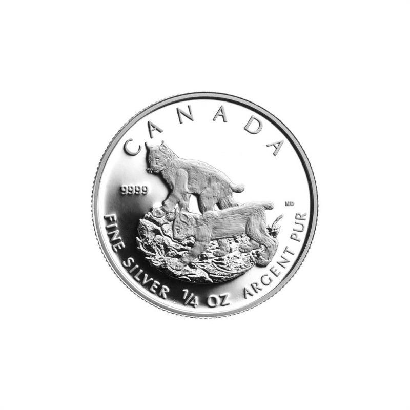 Fine Silver 4 Coin Set - Canadian Lynx Fractional Silver Maple Leaf Set: Quarter Ounce Reverse