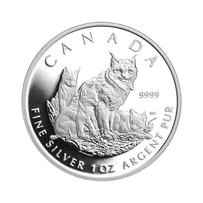 Fine Silver 4 Coin Set - Canadian Lynx Fractional Silver Maple Leaf Set: 1 Ounce Reverse