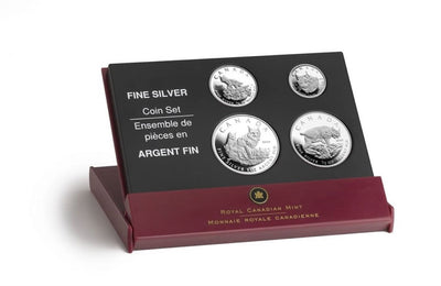 Fine Silver 4 Coin Set - Canadian Lynx Fractional Silver Maple Leaf Set Packaging