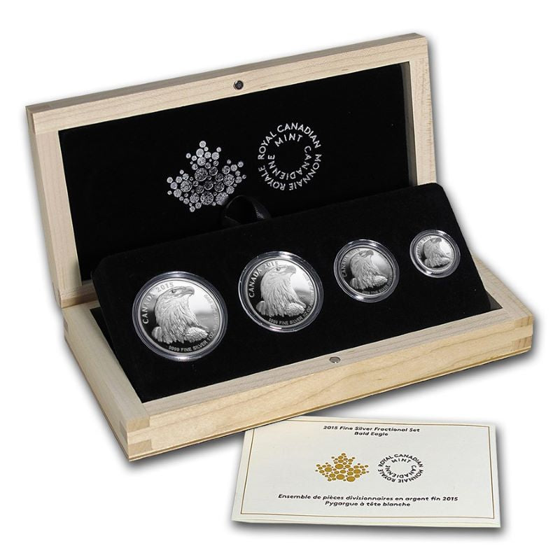 Fine Silver 4 Coin Set - Bald Eagle Fractional Maple Leaf Set