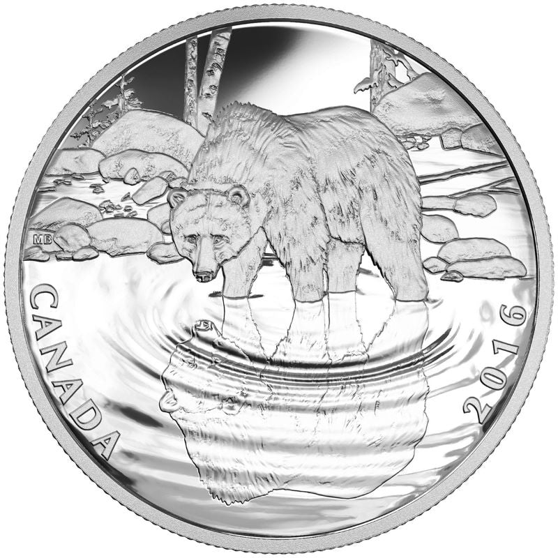 Fine Silver 3 Coin Set - Reflections of Wildlife: Grizzly Bear Reverse