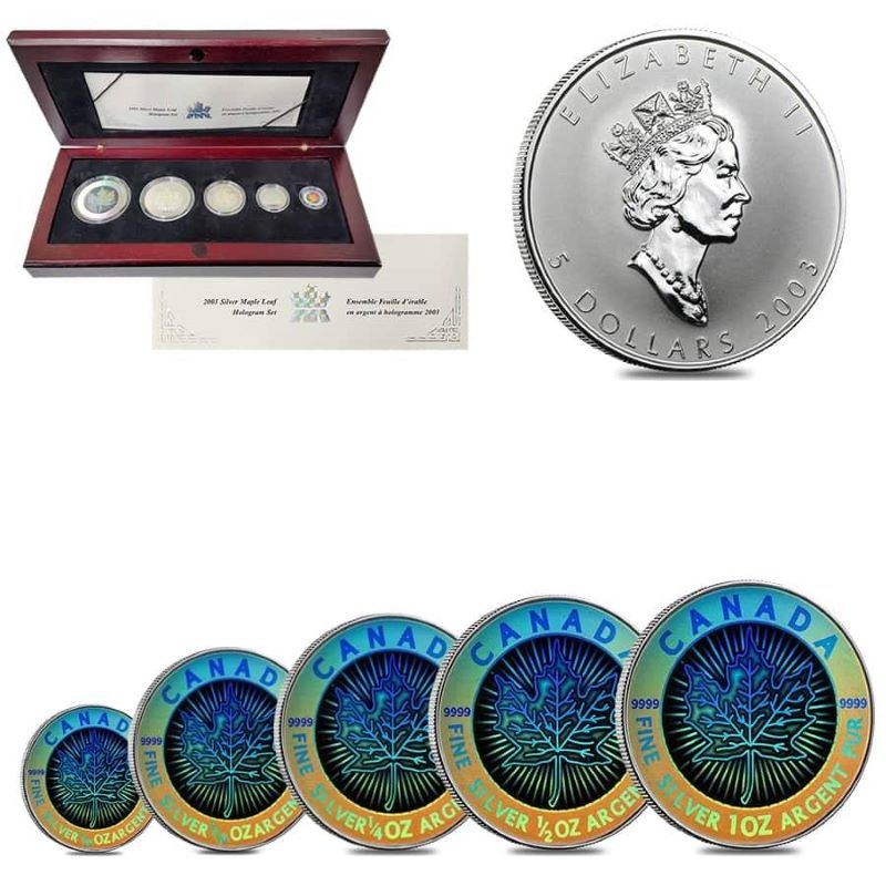 Fine Silver Holgram 5 Coin Set - Silver Maple Leaf Fractional Set