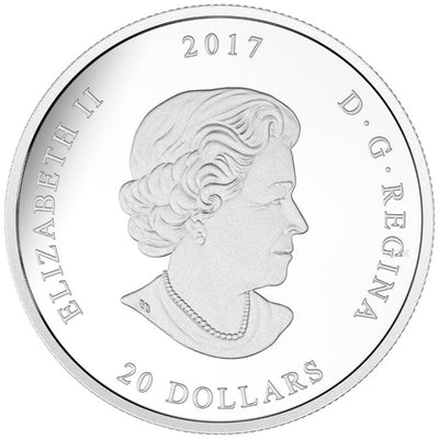 Fine Silver Coin with Colour and Swarovski Crystal - Jewel of the Rain: Sugar Maple Leaves Obverse