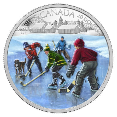 Fine Silver Coin with Colour - Pond Hockey Reverse