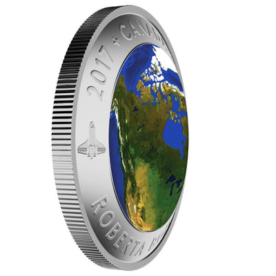 Fine Silver Glow In The Dark Coin with Colour - A View of Canada from Space Edge