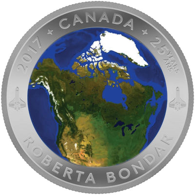 Fine Silver Glow In The Dark Coin with Colour - A View of Canada from Space Reverse