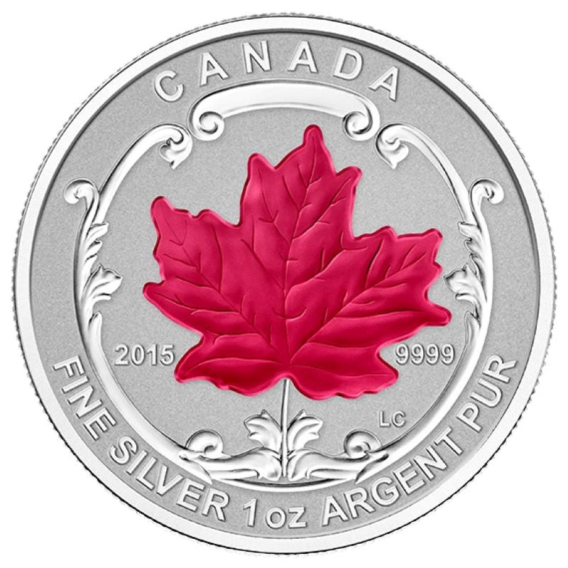Fine Silver 5 Coin Set with Colour - Silver Maple Leaf Fractional Set Reverse