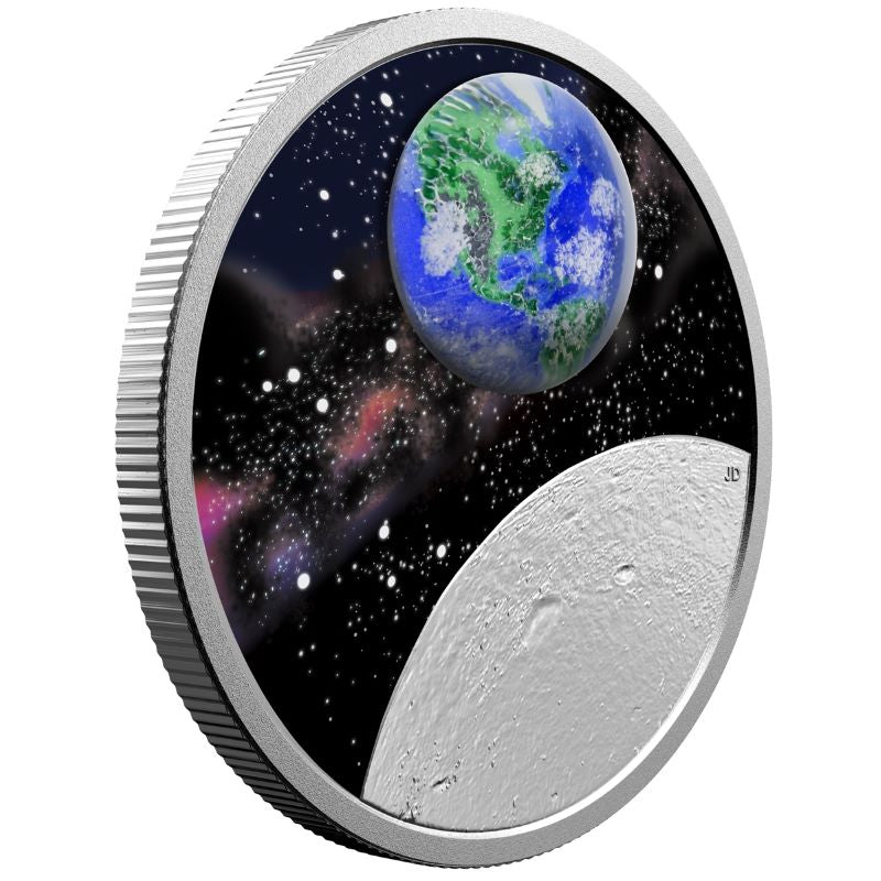 Fine Silver Glow In The Dark Coin with Colour and Recycled Borosilicate Glass - Mother Earth: Our Home Glass Element