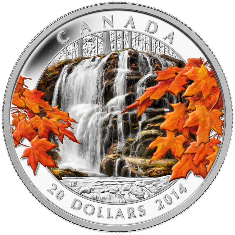Fine Silver Coin with Colour - Autumn Falls Reverse