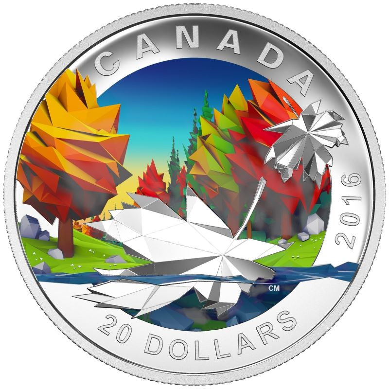 Fine Silver Coin Set with Colour - Geometry In Art: The Maple Leaf Reverse