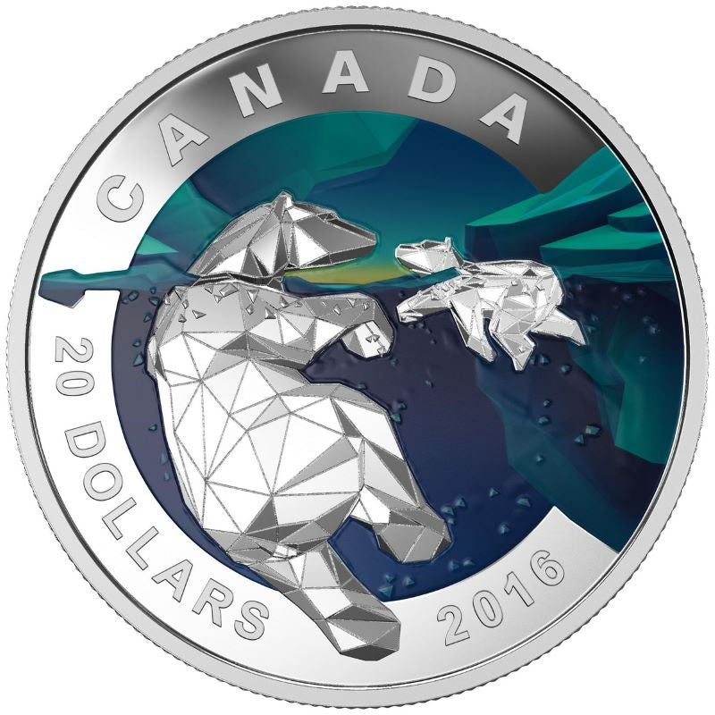 Fine Silver Coin Set with Colour - Geometry In Art: The Polar Bear Reverse