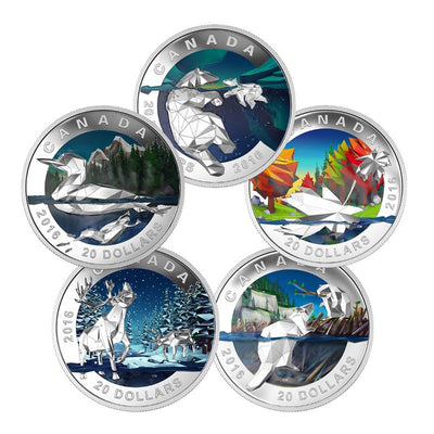 Fine Silver Coin Set with Colour - Geometry In Art
