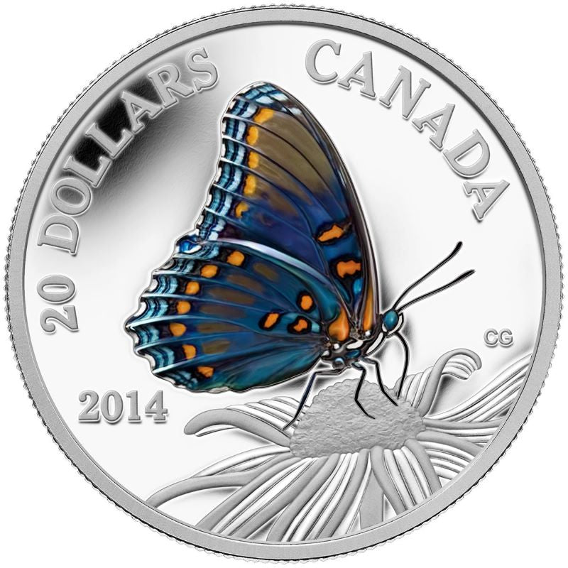 Fine Silver Coin with Colour - Butterflies of Canada: Red-Spotted Purple Reverse