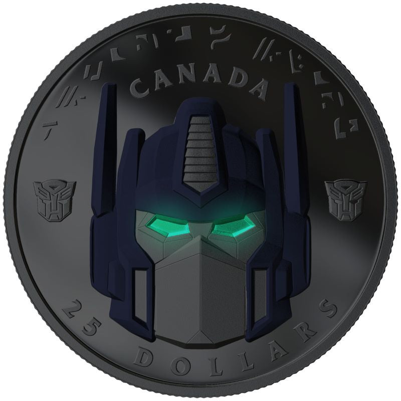 Fine Silver Ultra High Relief Glow In The Dark Coin with Colour - Transformers: Optimus Prime Reverse