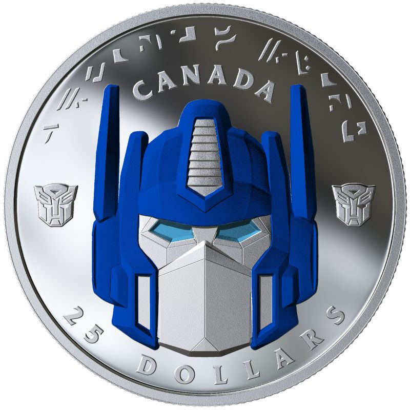 Fine Silver Ultra High Relief Glow In The Dark Coin with Colour - Transformers: Optimus Prime Reverse
