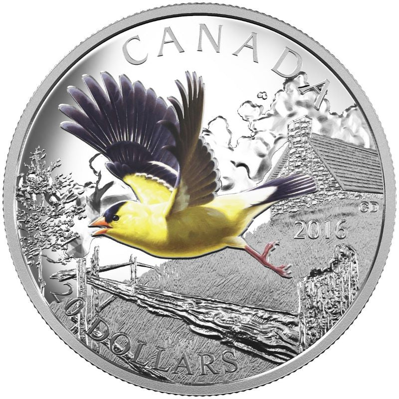 Fine Silver Coin with Colour - The Migratory Birds Convention 100 Years of Protection: The American Goldfinch Reverse