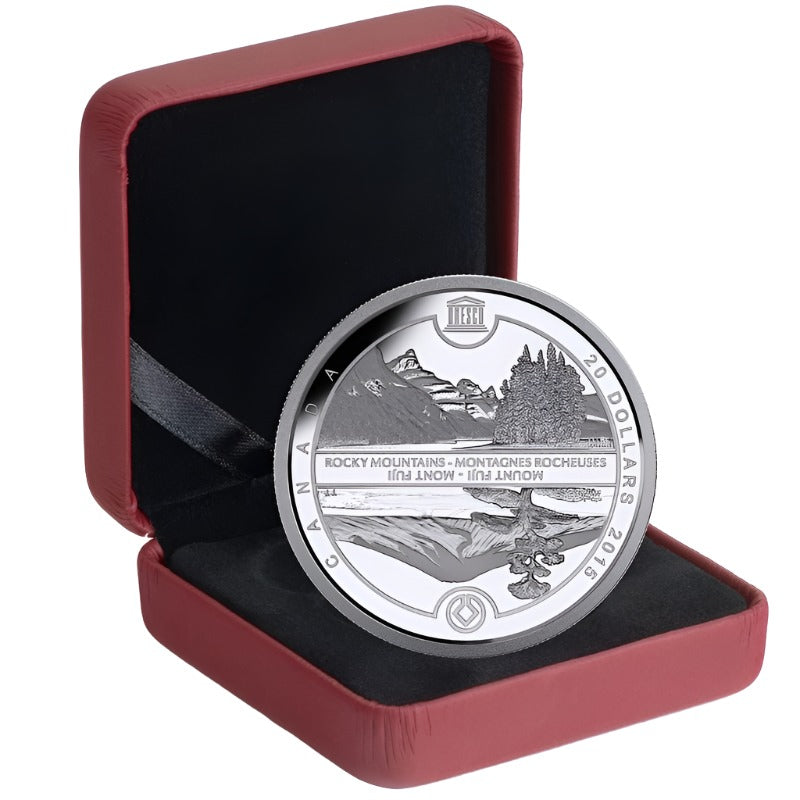 Fine Silver Coin - UNESCO At Home and Abroad: Mount Fuji and Canadian Rockies Packaging