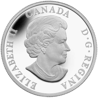 Fine Silver Glow In The Dark Coin with Colour - Maple Leaves Obverse