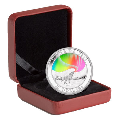 Fine Silver Hologram Coin - A Story of the Northern Lights: Howling Wolf Packaging