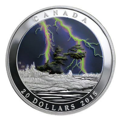 Fine Silver Glow In The Dark Coin with Colour - Weather Phenomenon: Summer Storm Glow In The Dark