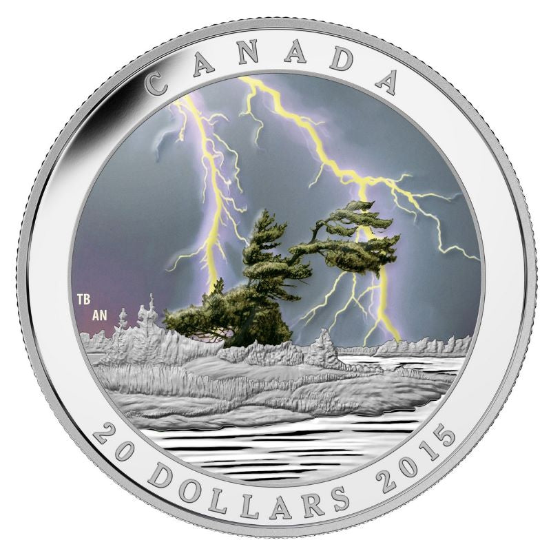 Fine Silver Glow In The Dark Coin with Colour - Weather Phenomenon: Summer Storm Reverse
