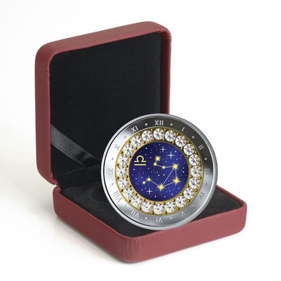 Fine Silver Coin with Colour and Swarovski Element - Zodiac Series: Libra Packaging