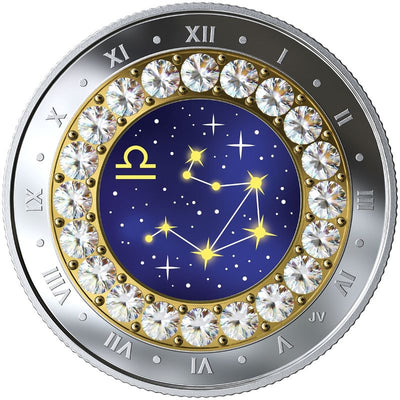 Fine Silver Coin with Colour and Swarovski Element - Zodiac Series: Libra Reverse