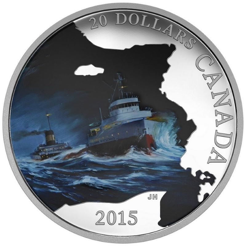 Fine Silver Coin with Colour - Lost Ships In Canadian Waters: S.S. Edmund Fitzgerald Reverse