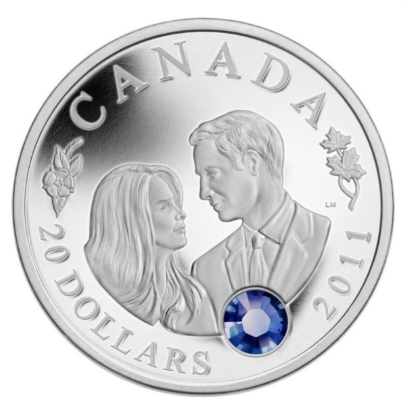 Fine Silver Coin with Swarovski Crystal - H.R.H. Prince William of Wales and Miss Catherine Middleton Reverse