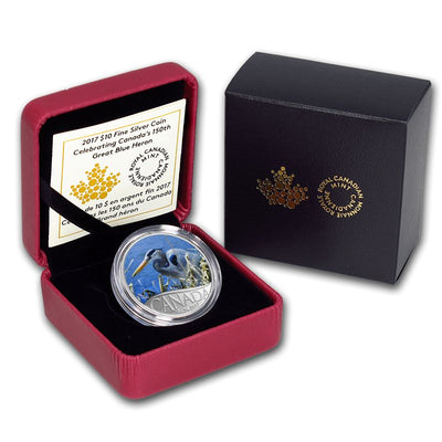 Fine Silver Coin with Colour - Celebrating Canada's 150th: Great Blue Heron Packaging
