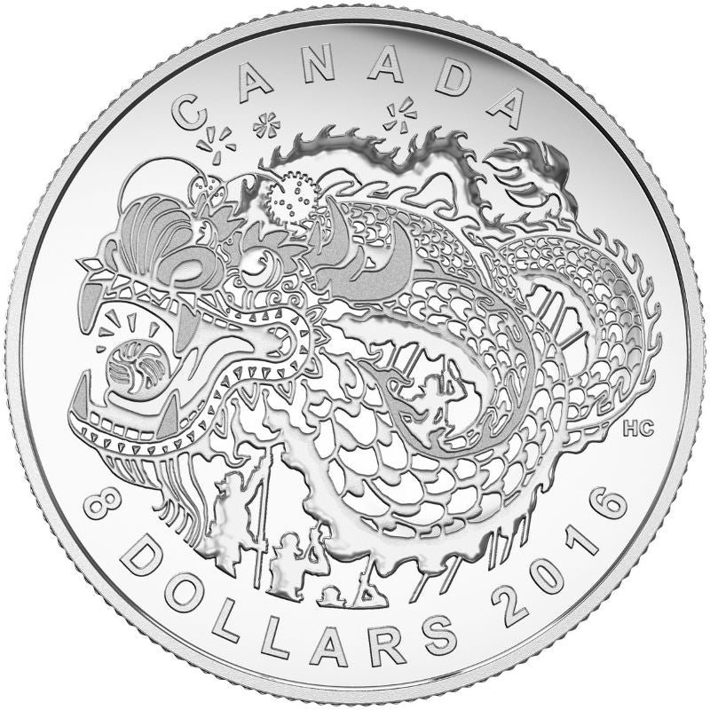 Fine Silver Coin - Dragon Dance Reverse