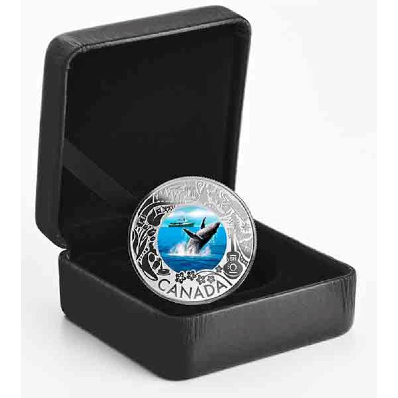 Fine Silver Coin with Colour - Celebrating Canadian Fun and Festivities: Whale Watching Packaging